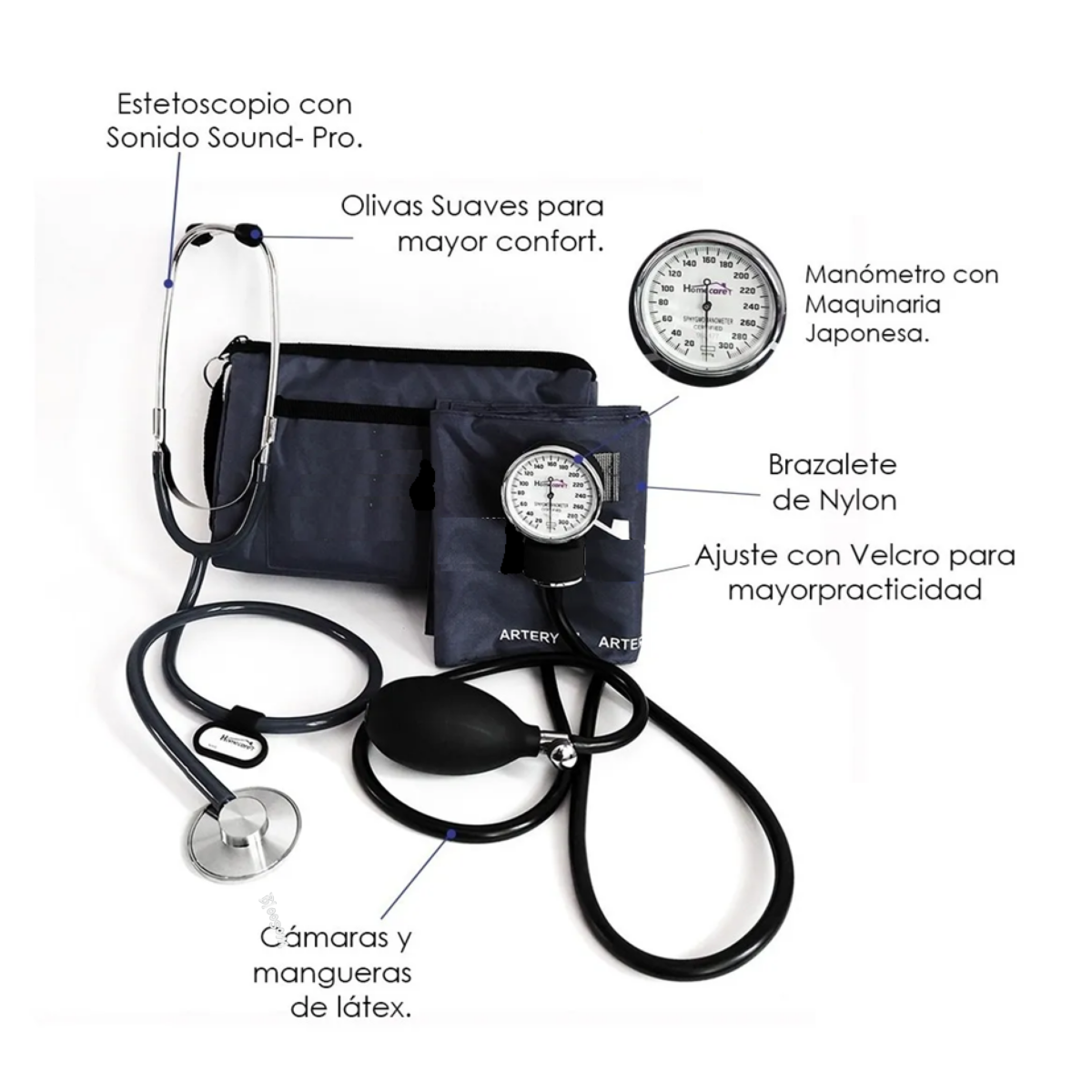 Kit Baumanómetro Con Estetoscopio Simplex,  Azul