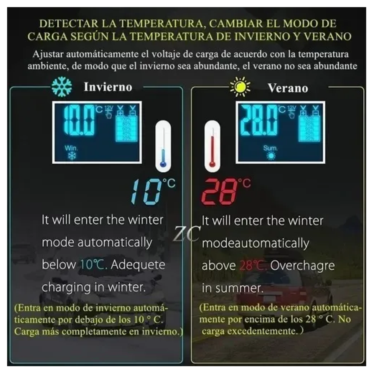Cargador Inteligente De 12v 6a Para Batería De Auto Moto, Negro c/Azul