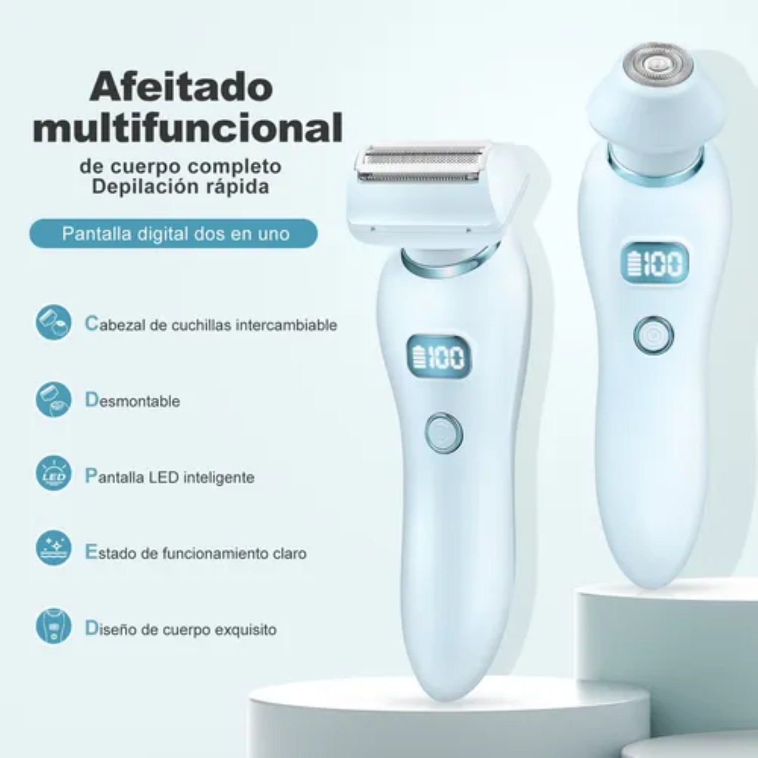 Depiladora Eléctrica Afeitadora Rasuradora Azul  Cielo