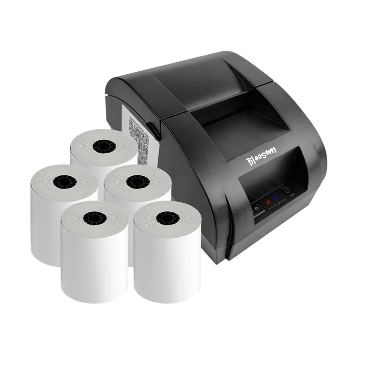 Impresora Térmica Tickets Usb 58mm Punto De Venta + 5 Rollos, negro