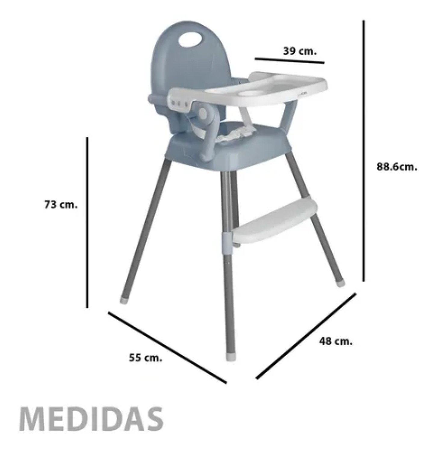 Silla Alta Periquera 3en1 Gris