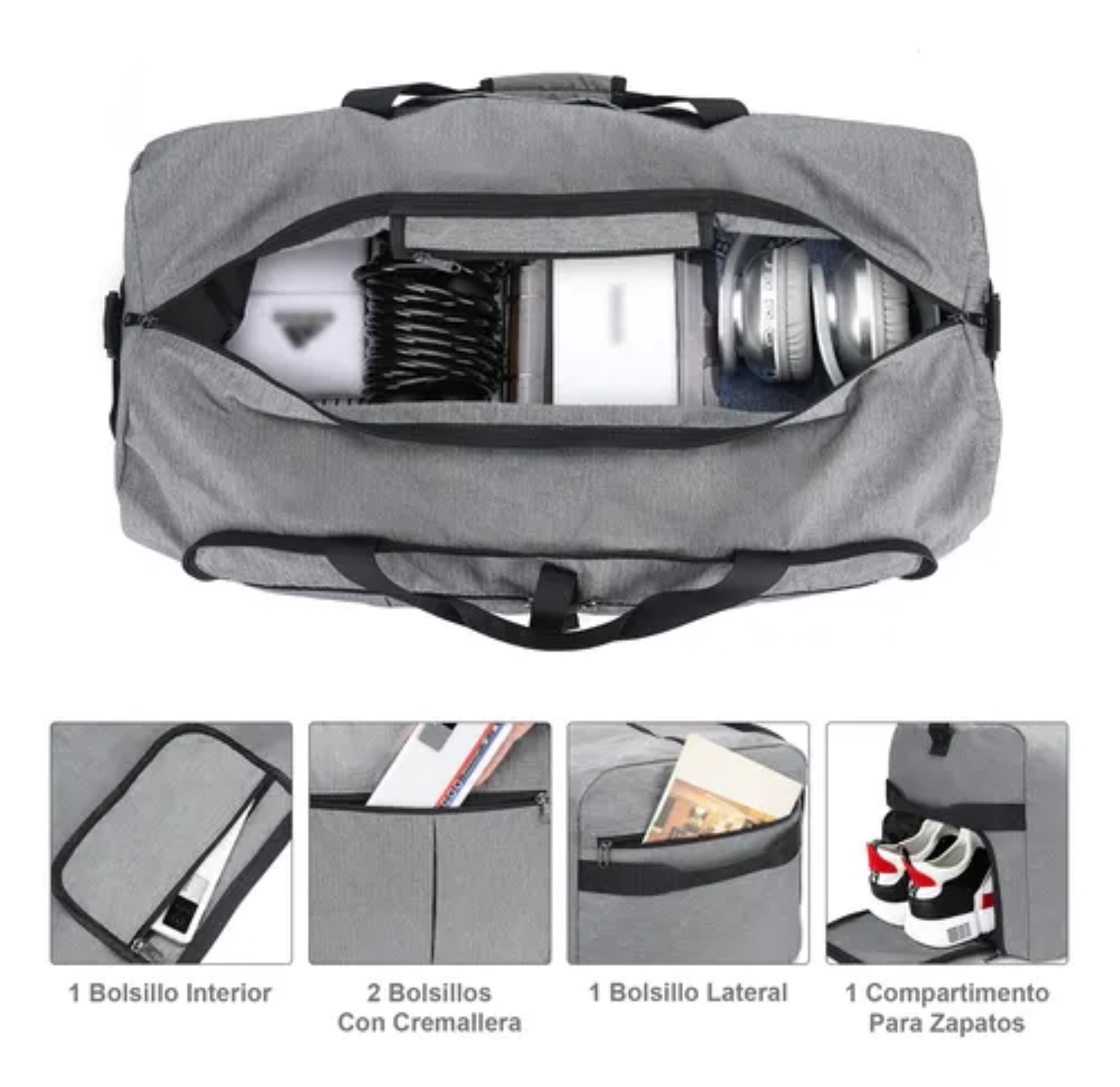 Maleta Bolsa Para Viajes Deportes Gym Fitness Bag Plegable Gris