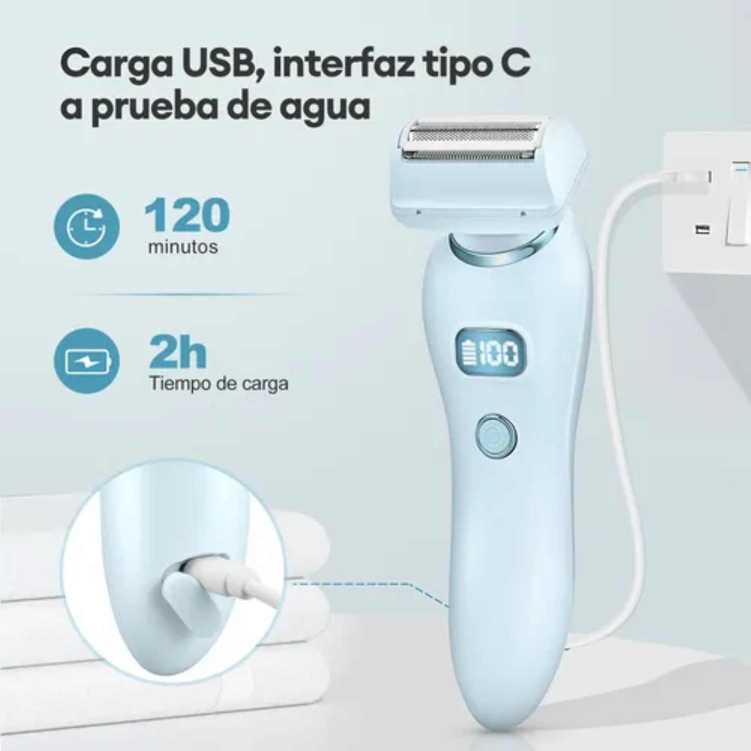 Depiladora Eléctrica Afeitadora Rasuradora Azul  Cielo