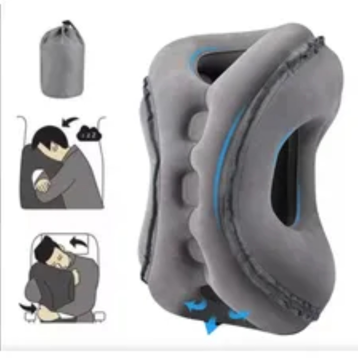 Almohada De Viaje Cojín De Cuello Gris