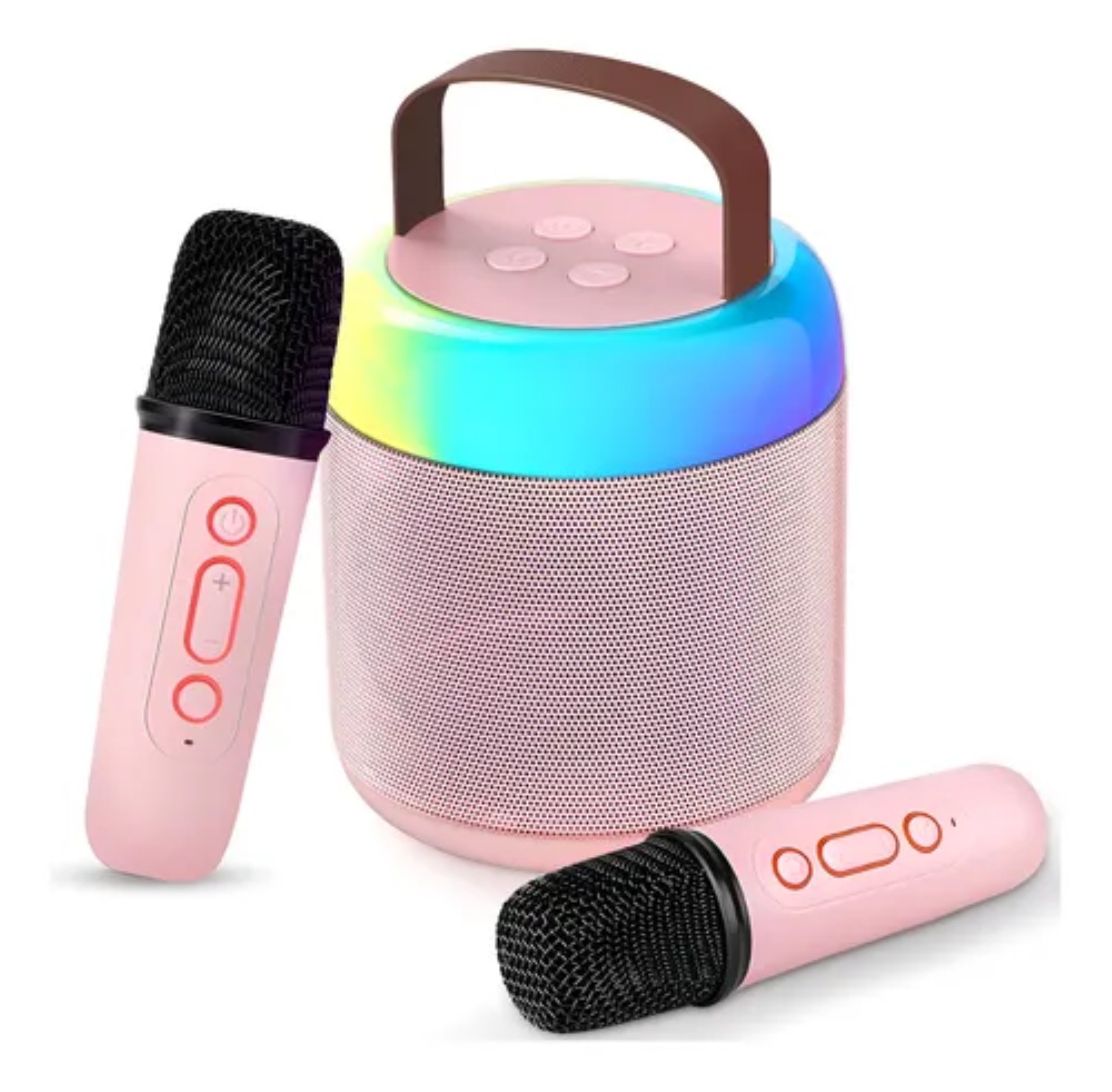 Mini Máquina De Karaoke Bluetooth 3pz Redondo Rosa