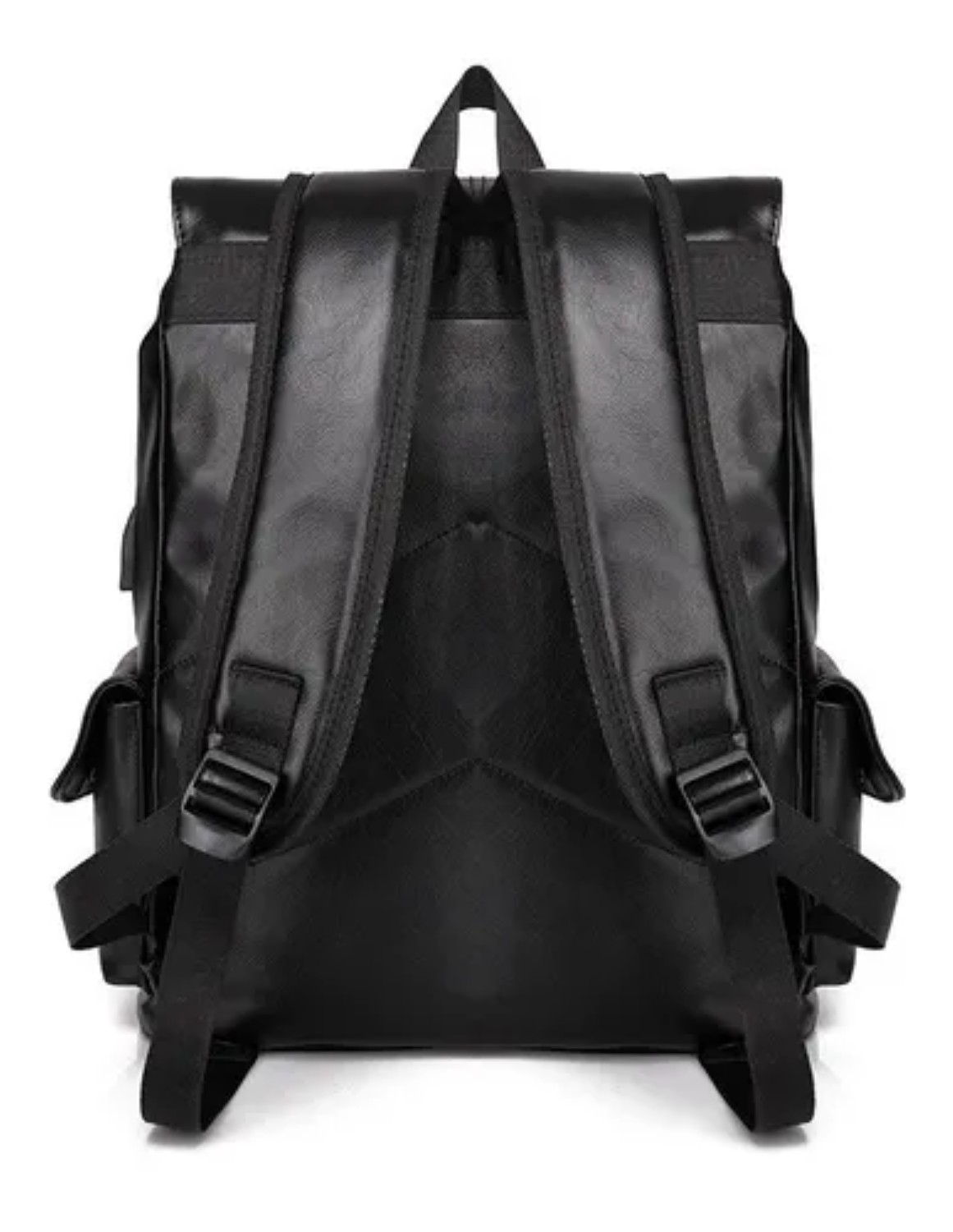 Laptop Mochila De Cuero Piel Viaje Hombre Grande Impermeable Con Usb negra