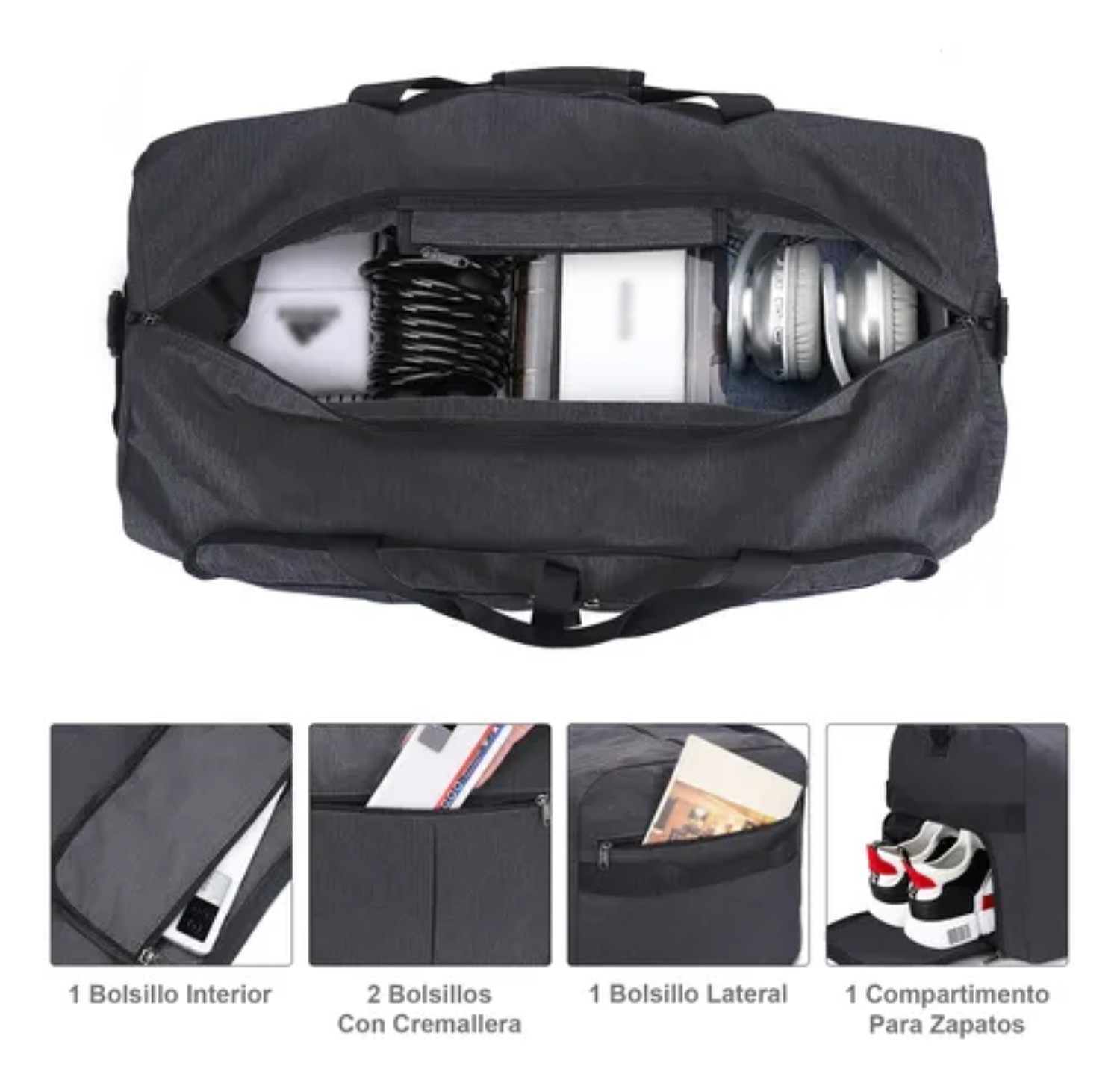 Maleta Bolsa Para Viajes Deportes Gym Fitness Bag Plegable negra