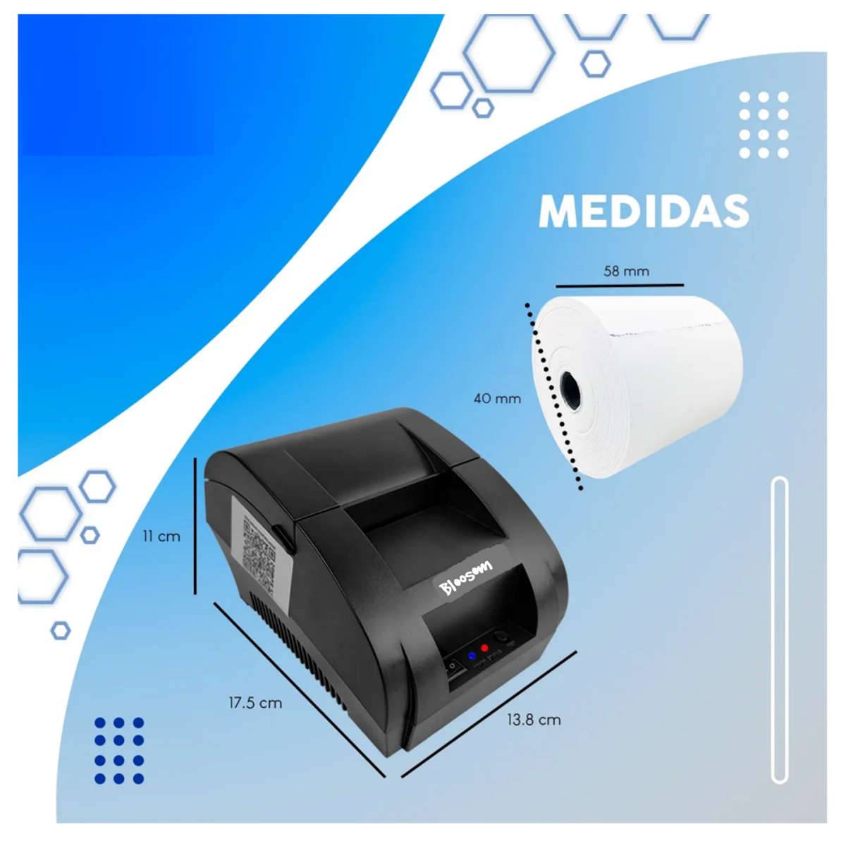 Impresora Térmica Tickets Usb 58mm Punto De Venta + 5 Rollos, negro