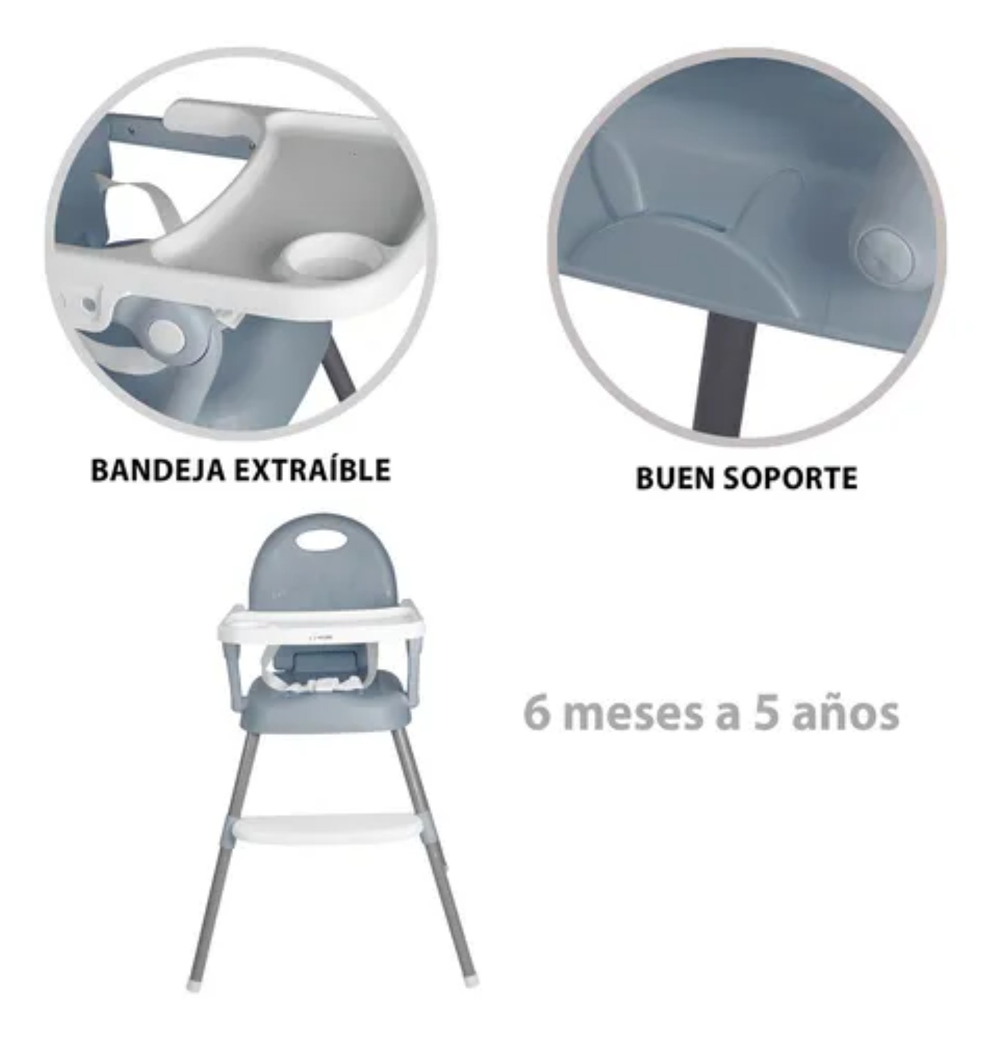 Silla Alta Periquera 3en1 Gris