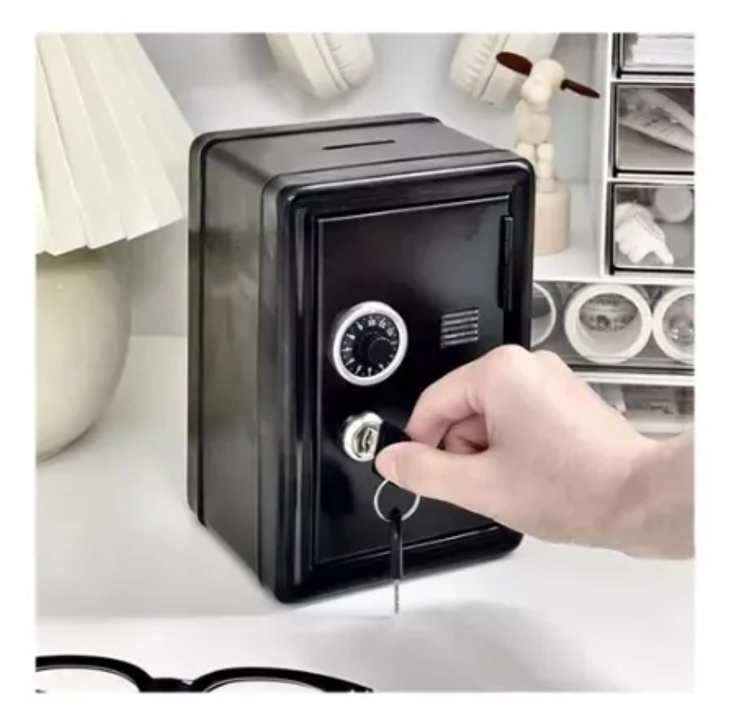 Alcancias De Metal Monedas Con Llave Negro