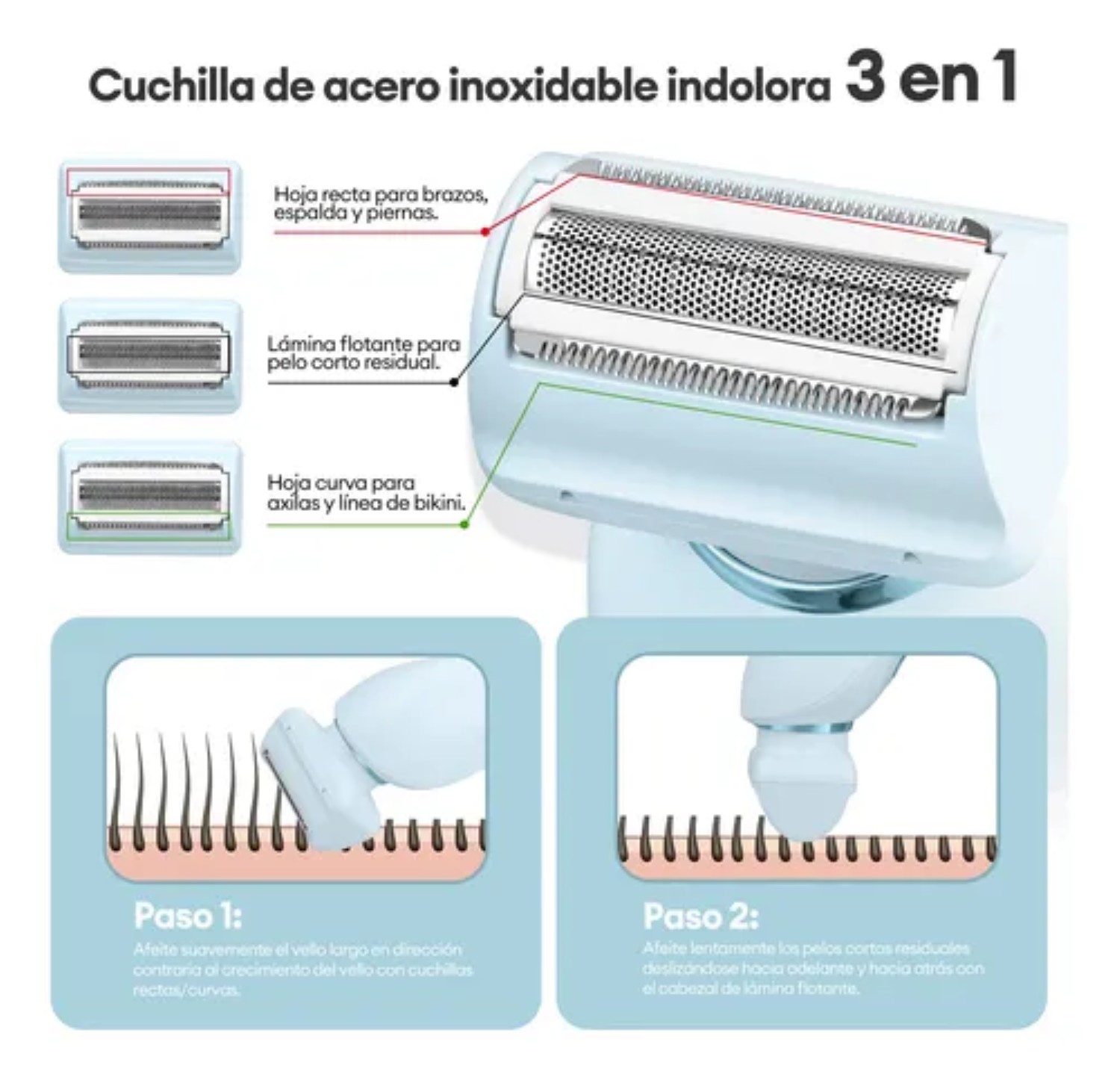 Depiladora Eléctrica Afeitadora Rasuradora Azul  Cielo