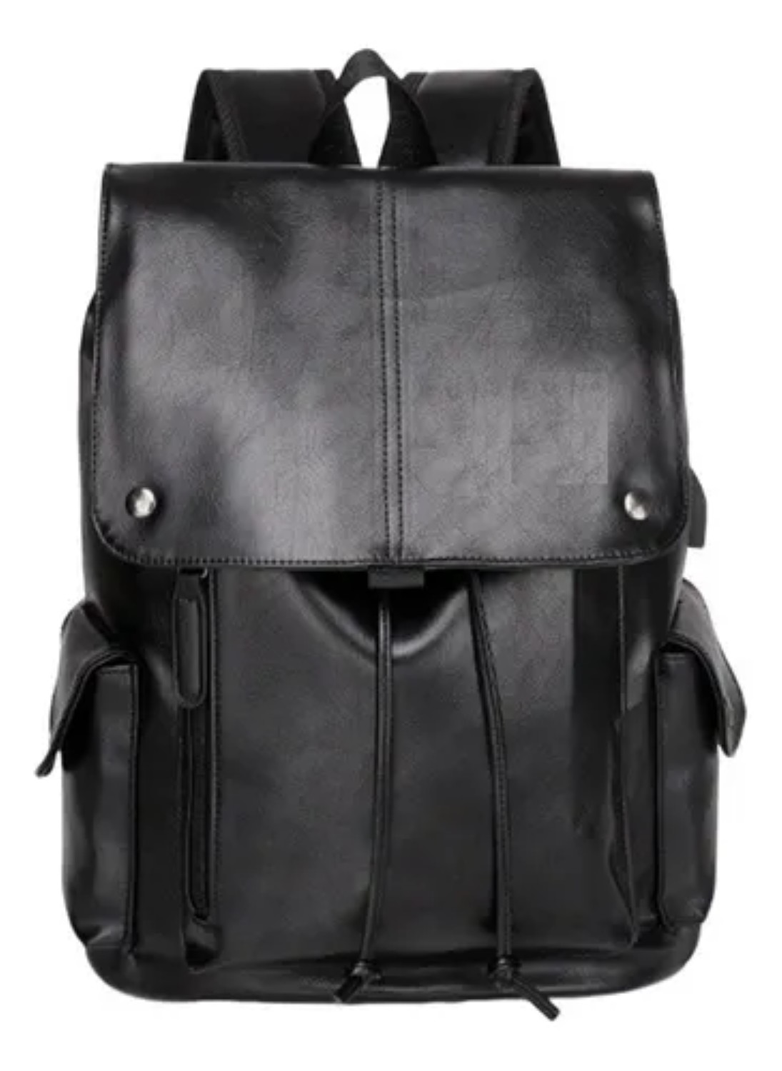 Laptop Mochila De Cuero Piel Viaje Hombre Grande Impermeable Con Usb negra