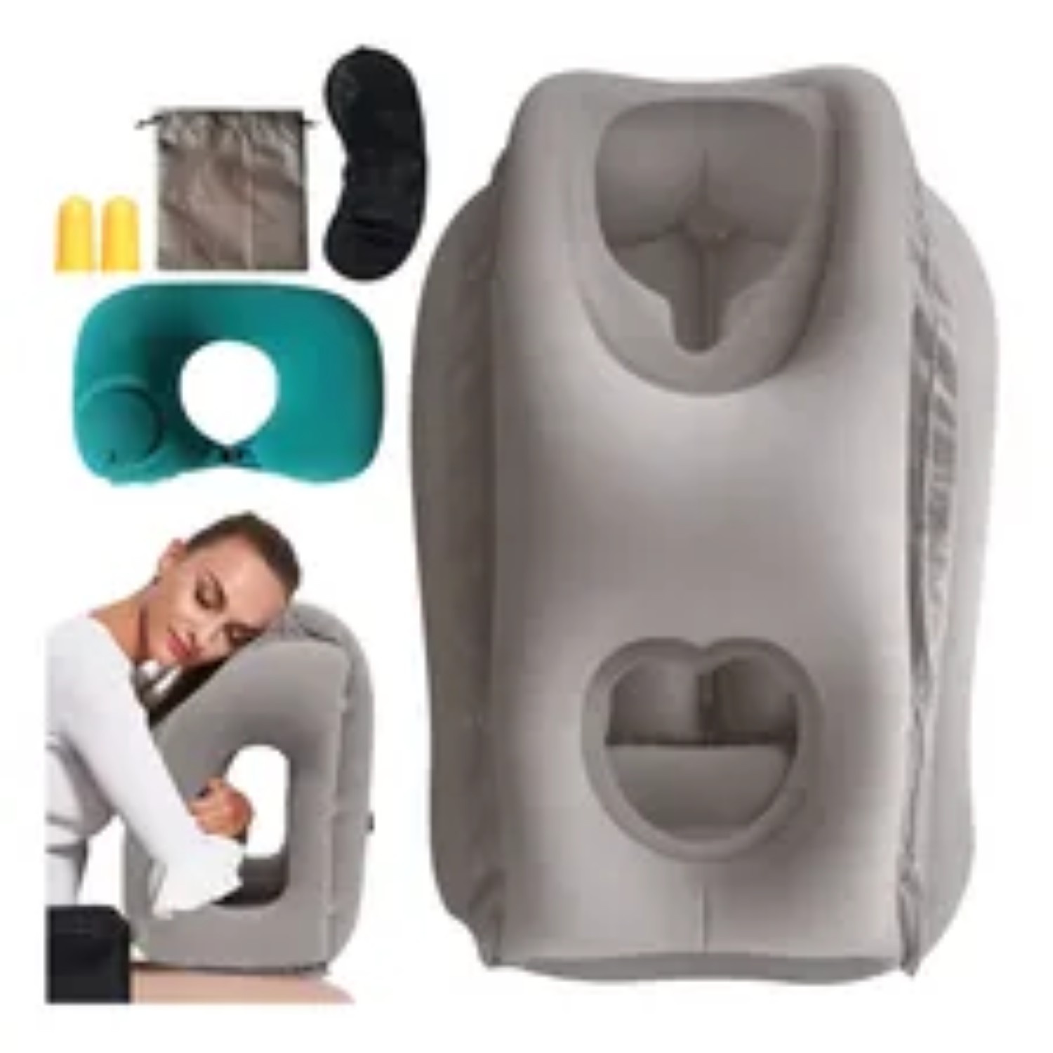 Almohada De Viaje Cojín De Cuello Gris