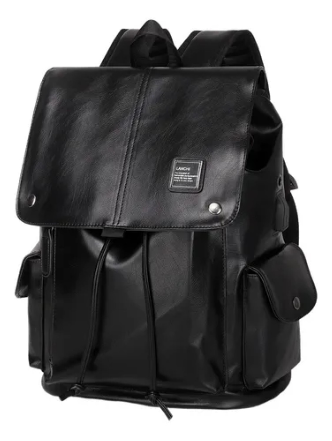 Laptop Mochila De Cuero Piel Viaje Hombre Grande Impermeable Con Usb negra