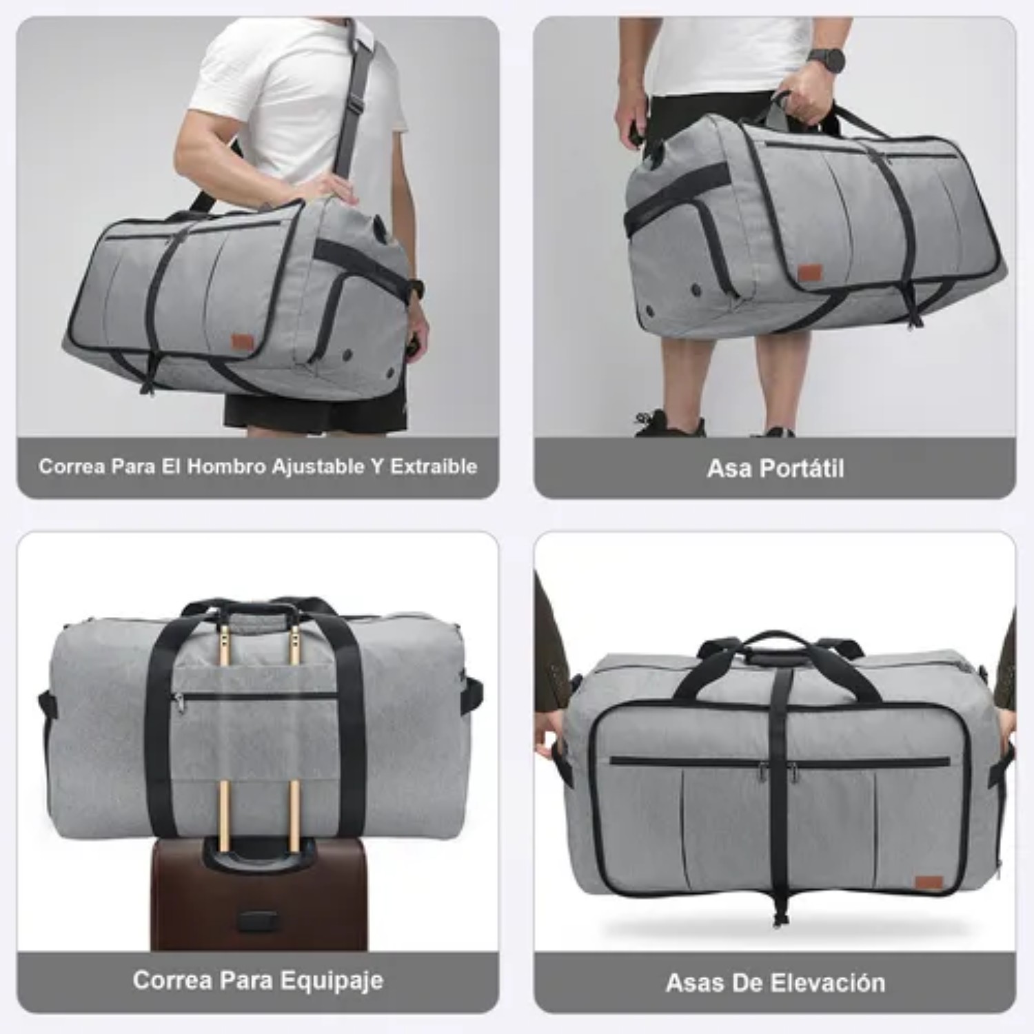 Maleta Bolsa Para Viajes Deportes Gym Fitness Bag Plegable Gris