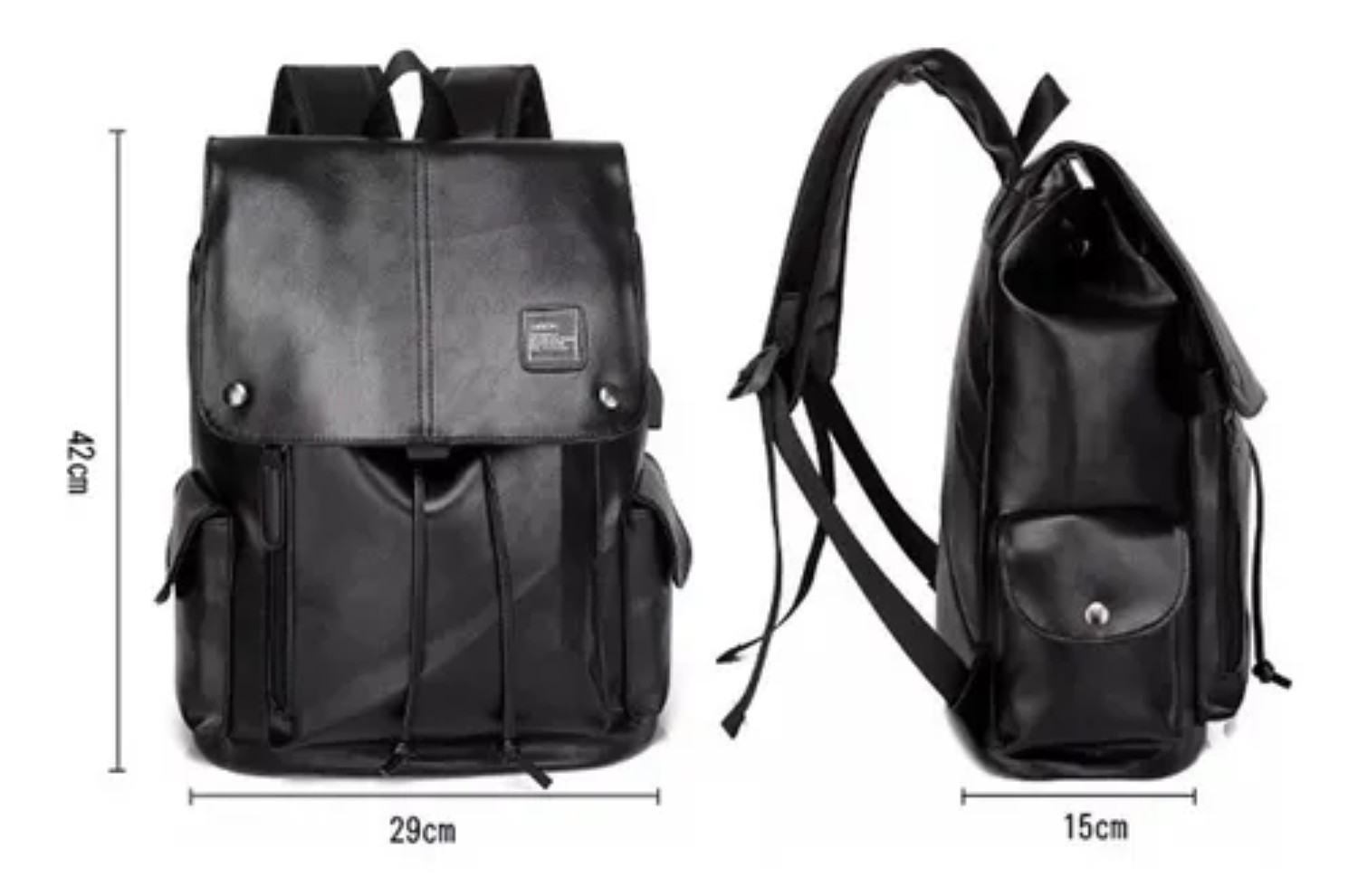 Laptop Mochila De Cuero Piel Viaje Hombre Grande Impermeable Con Usb negra