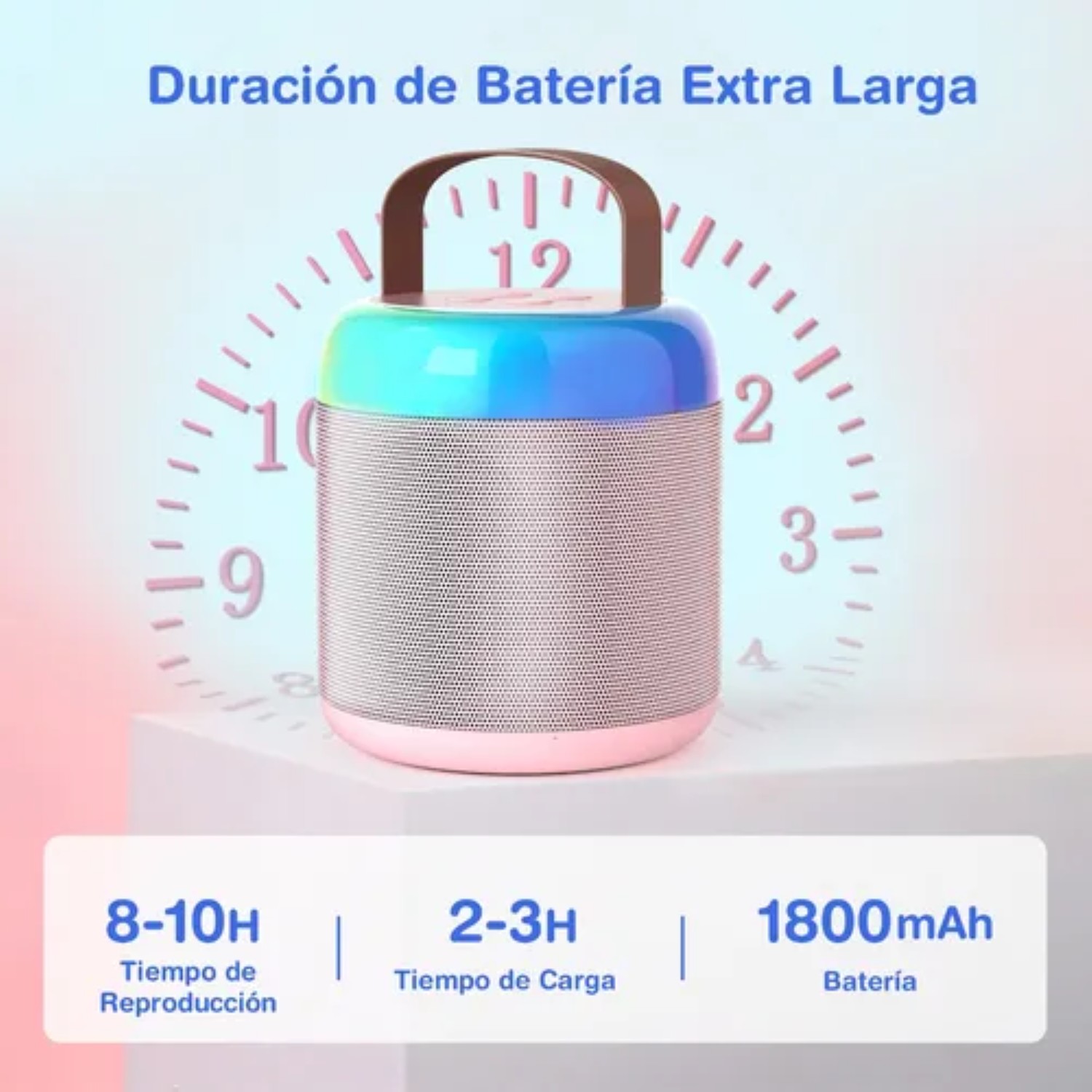 Mini Máquina De Karaoke Bluetooth 3pz Redondo Rosa