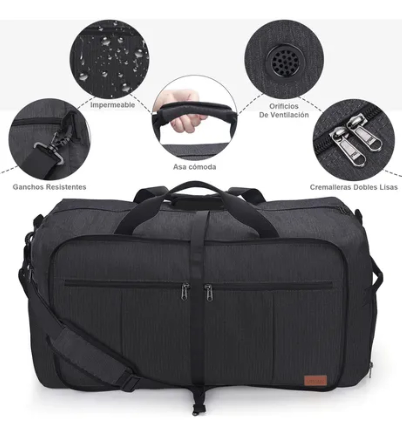 Maleta Bolsa Para Viajes Deportes Gym Fitness Bag Plegable negra