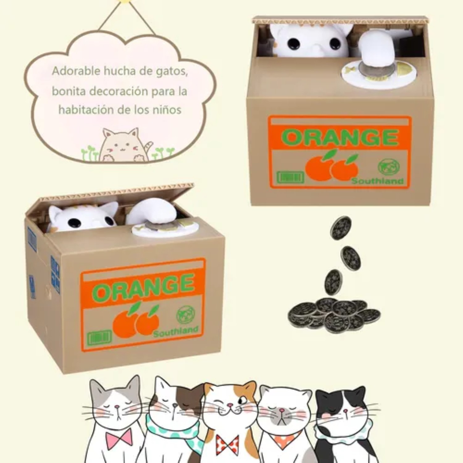 Gato Blanco Roba El Sonido De Monedas Cafe