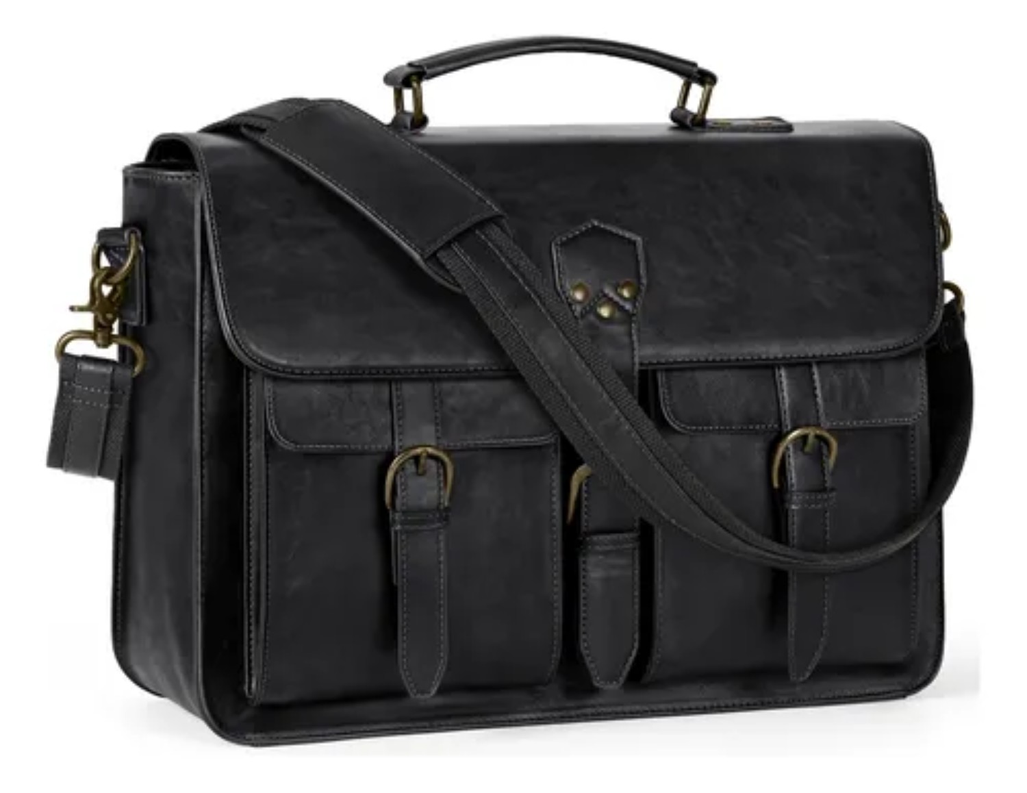 Portafolio Para Laptop 15,6 Pulgada Maletin Hombre De Cuero Negro