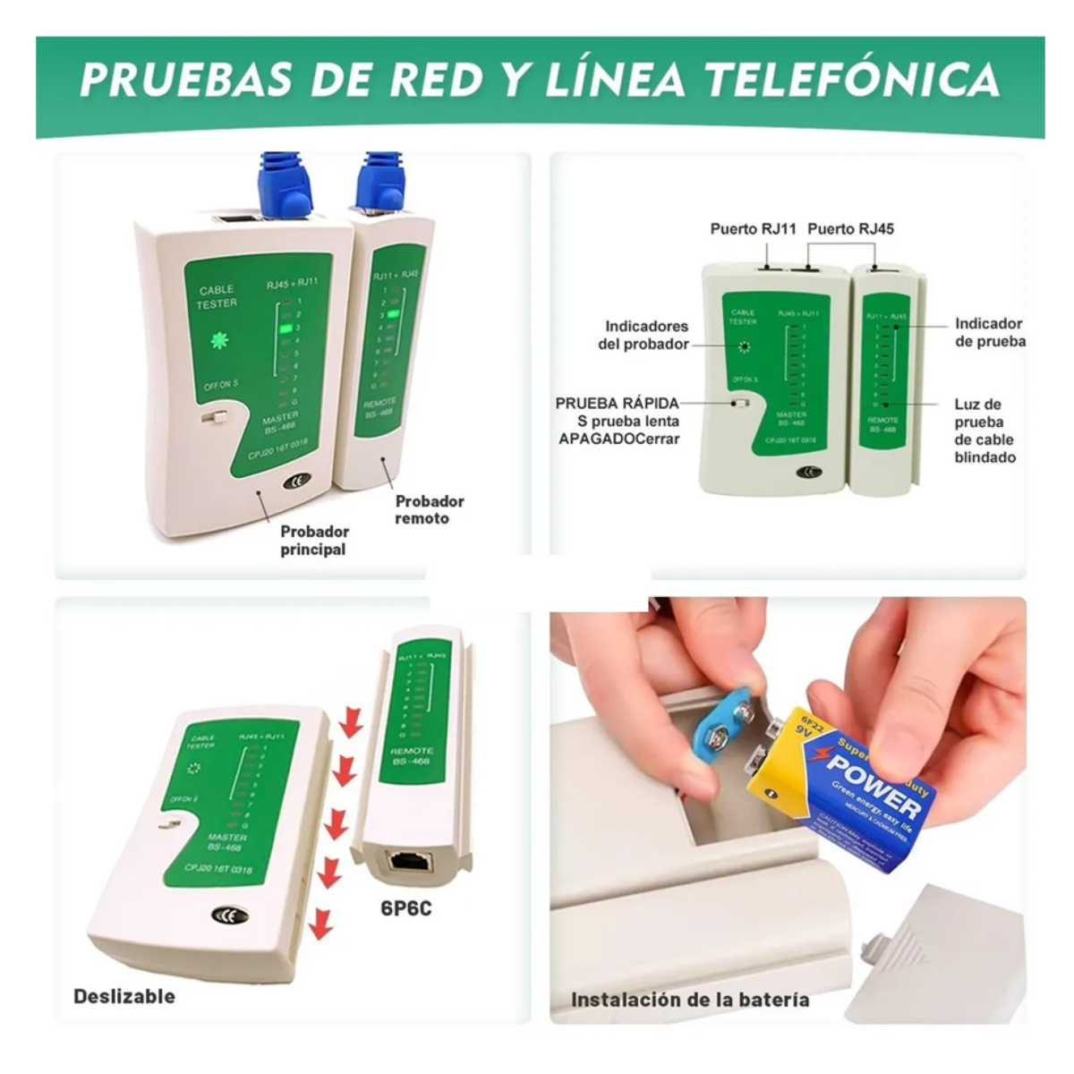 Kit Pinzas Ponchadoras Rj45 Sacabocados, Verde