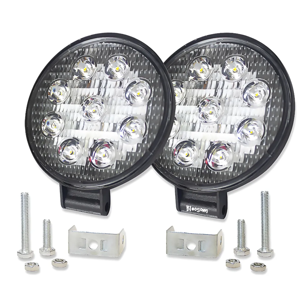 Par De Faros Redondos 9 Leds 36w Autos/motos/botes, Negro