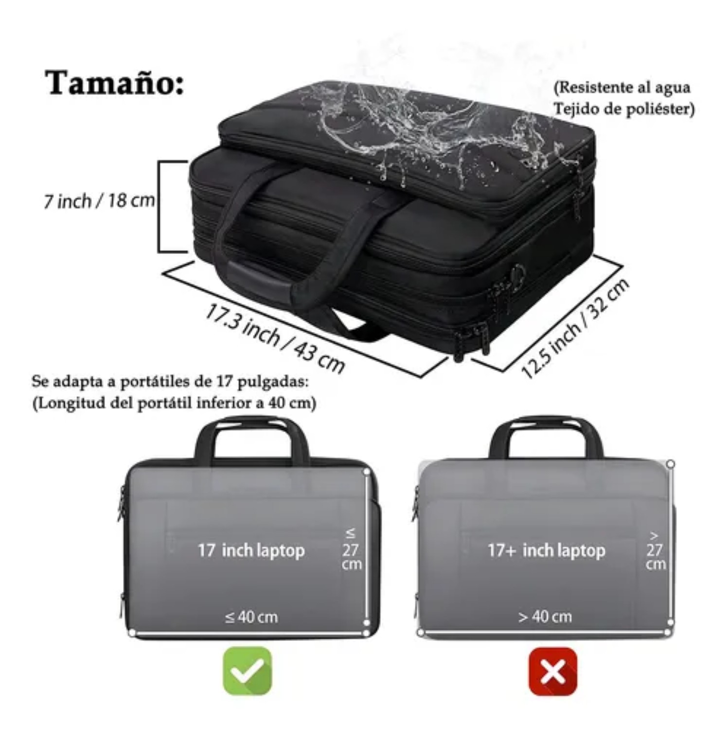 Maletin Para Laptop De 17 Pulgadas negro