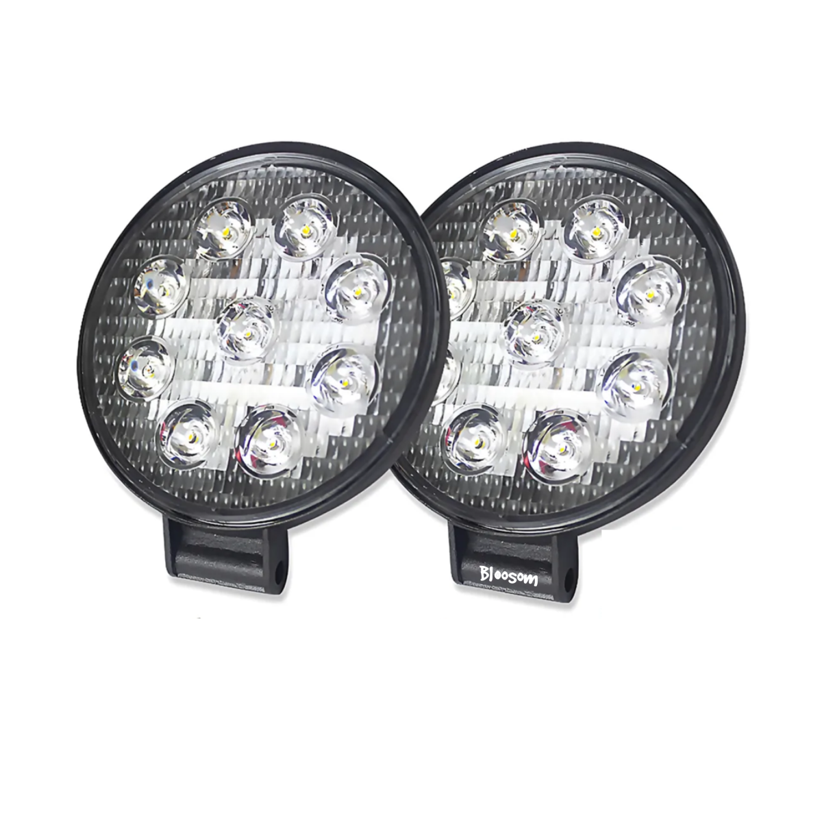 Par De Faros Redondos 9 Leds 36w Autos/motos/botes, Negro
