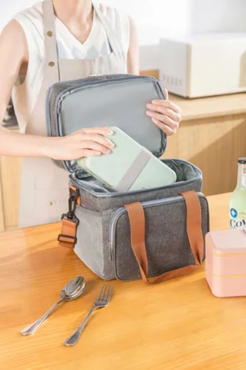 Bolsa Lonchera Térmica Para Ejecutivas Y Escolares Y Trabajo Gris Claro ...