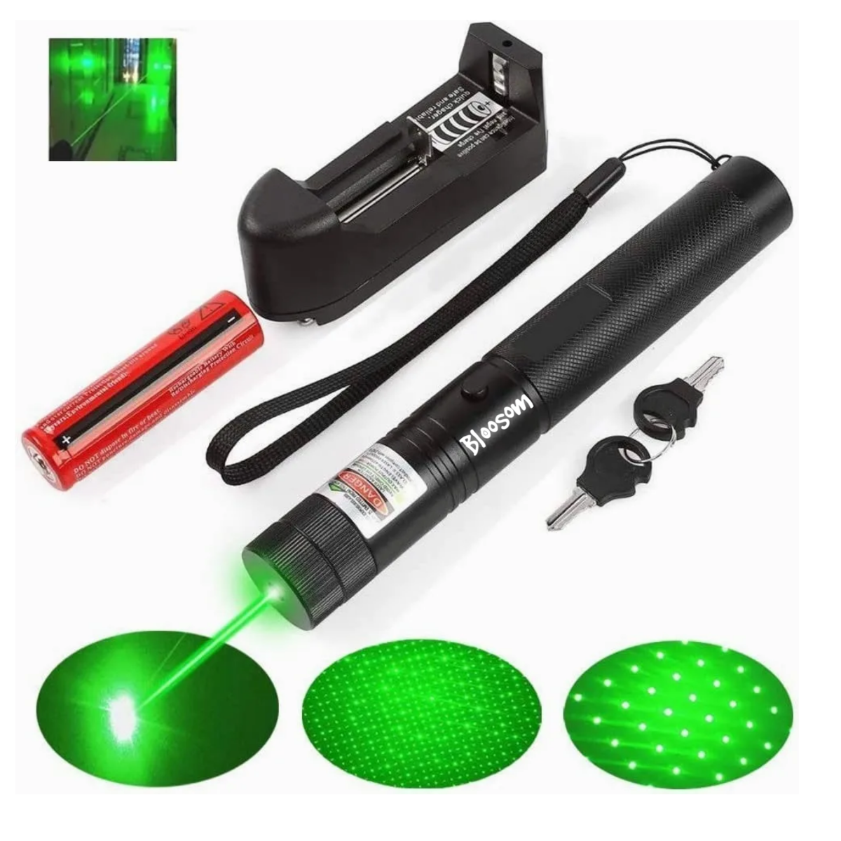 Laser Verde Recargable 5000mw 15km De Alcance Línea Continua