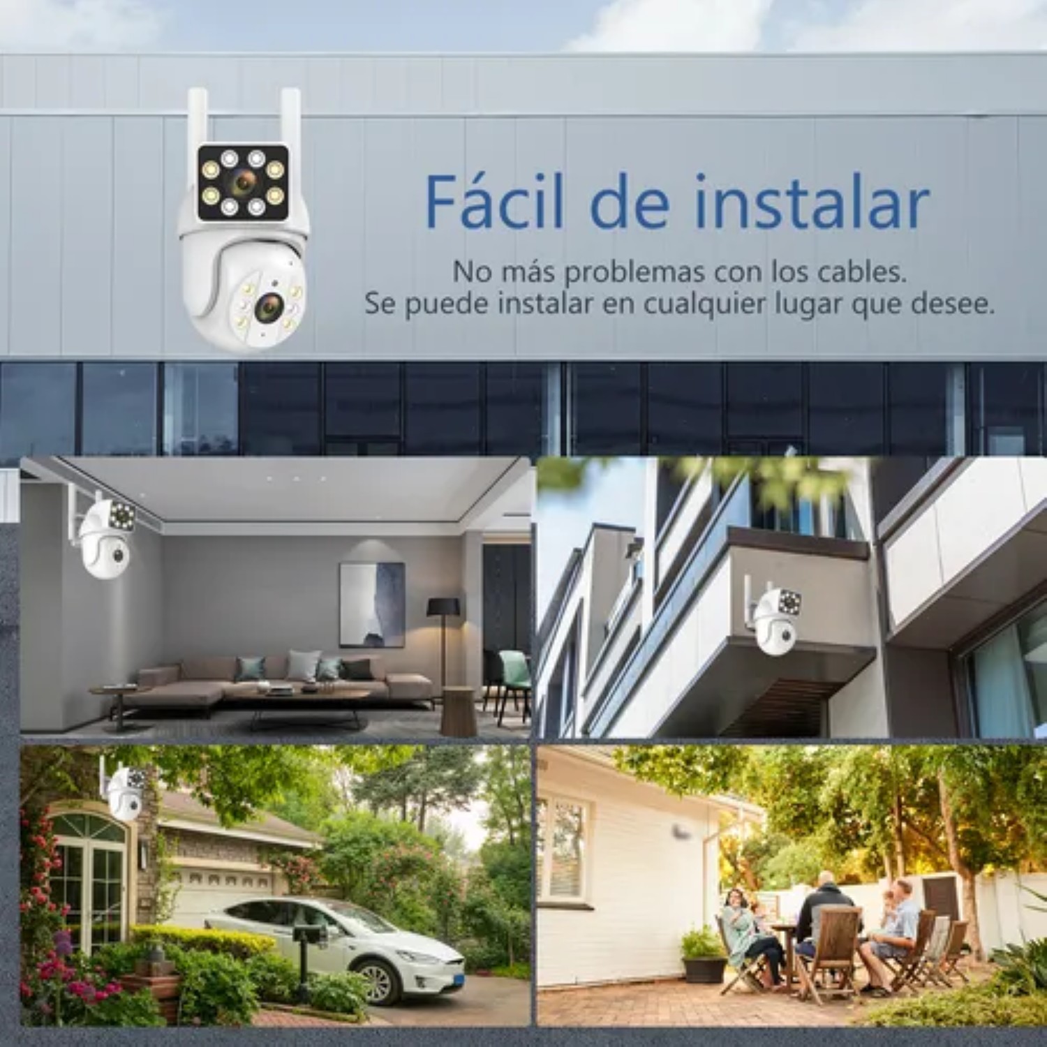 Cámara De Seguridad Wifi Exterior 360° Visión Nocturna Alarm