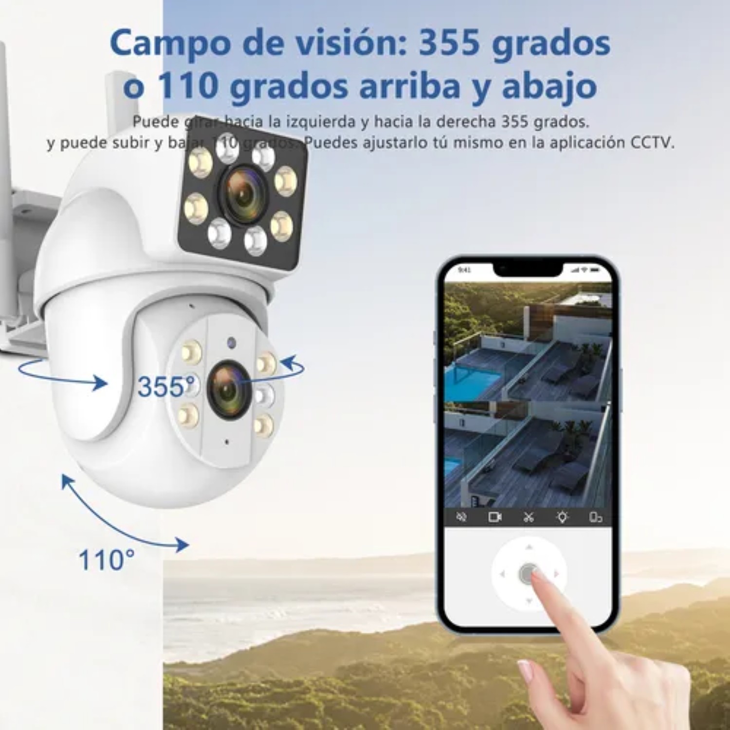 Cámara De Seguridad Wifi Exterior 360° Visión Nocturna Alarm