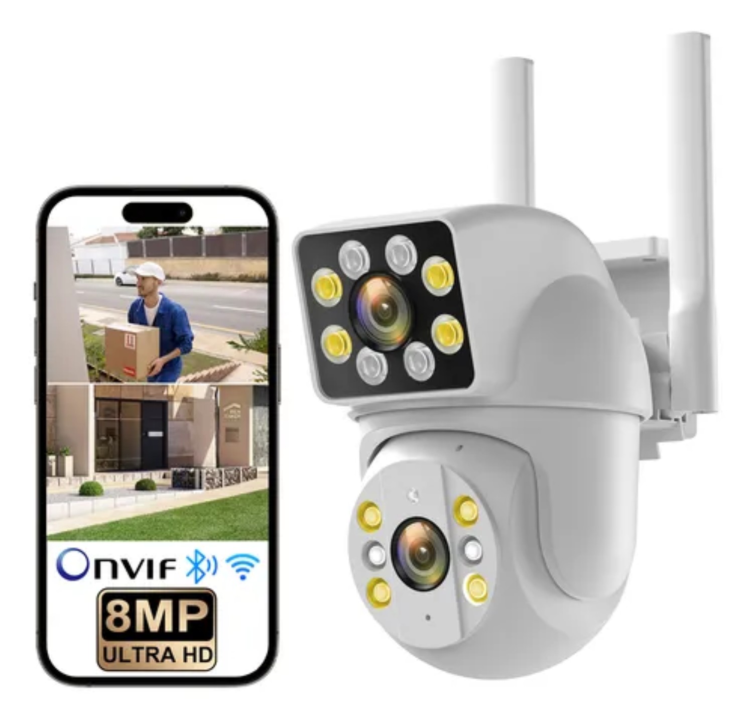 Cámara De Seguridad Wifi Exterior 360° Visión Nocturna Alarm
