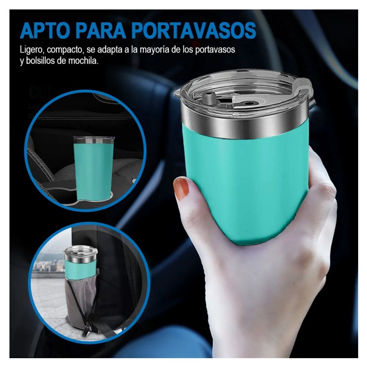 Vaso Térmico De 20oz Acero Inoxidable Con Popote Y Cepillo , Verde