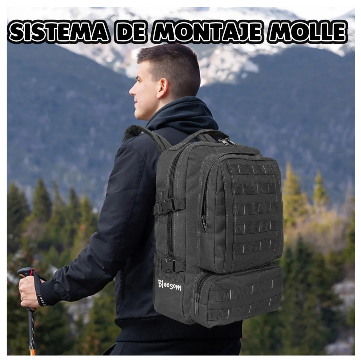 Mochila Táctica Militar Camping Multiuso Moda,  Negro