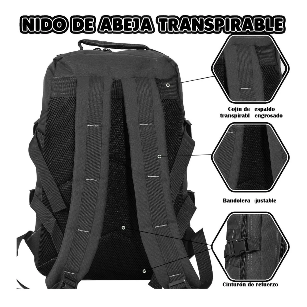 Mochila Táctica Militar Camping Multiuso Moda,  Negro