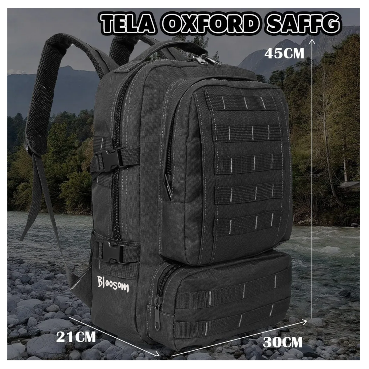 Mochila Táctica Militar Camping Multiuso Moda,  Negro