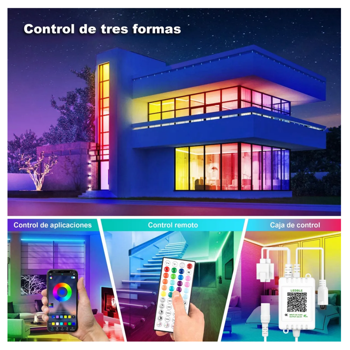 Tiras De Led Rgb 20 Metros Wifi Luces Led Alexa App Control, Multicolor