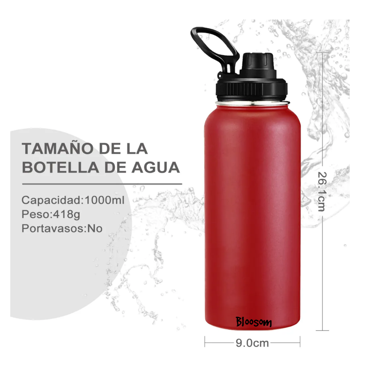 Termo Vaso-botella Acero Inoxidable Fría/caliente 32 Oz,  Rojo