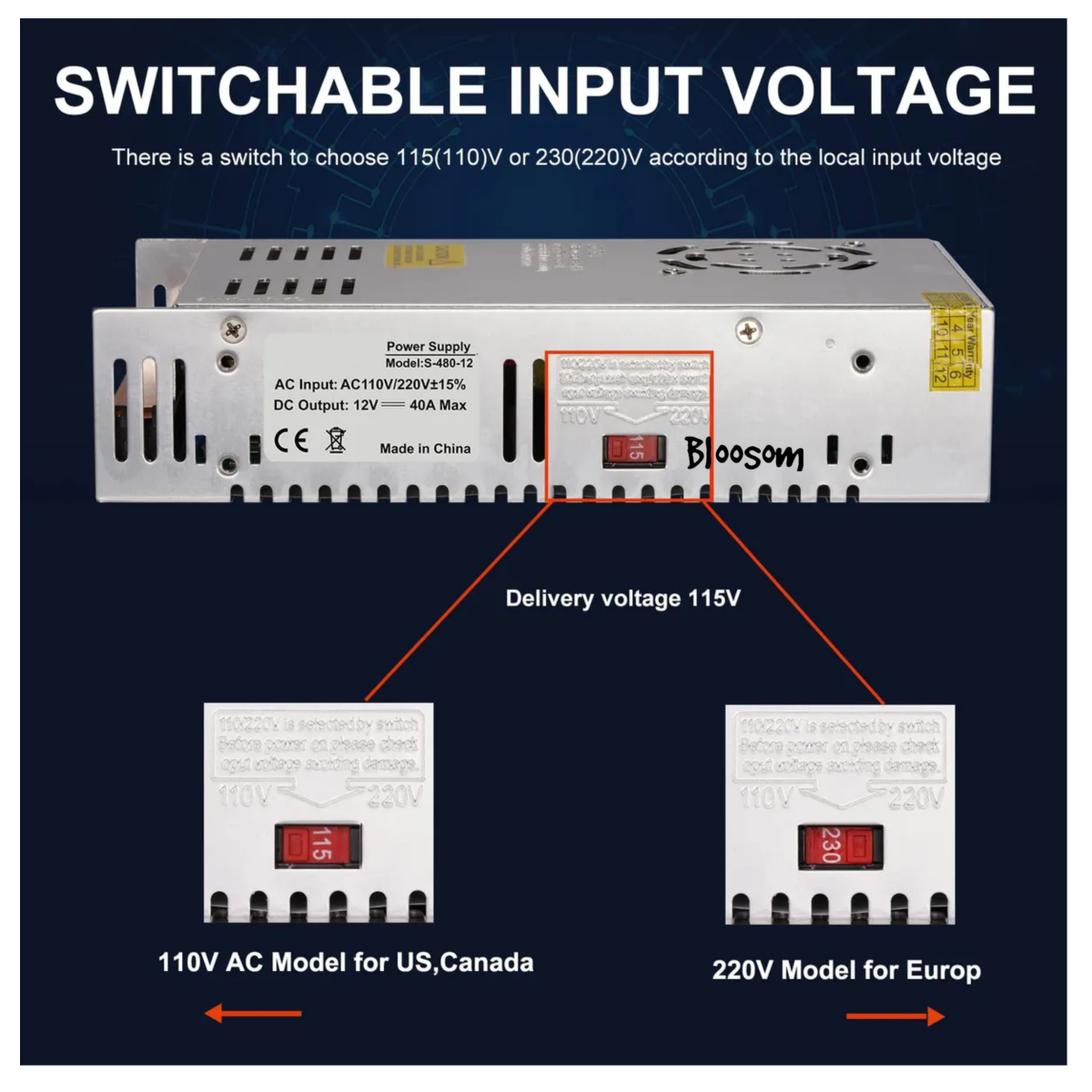 Fuente Conmutada 48v 8.3a 400w 110vac / 220 Vac Alimentación, Gris