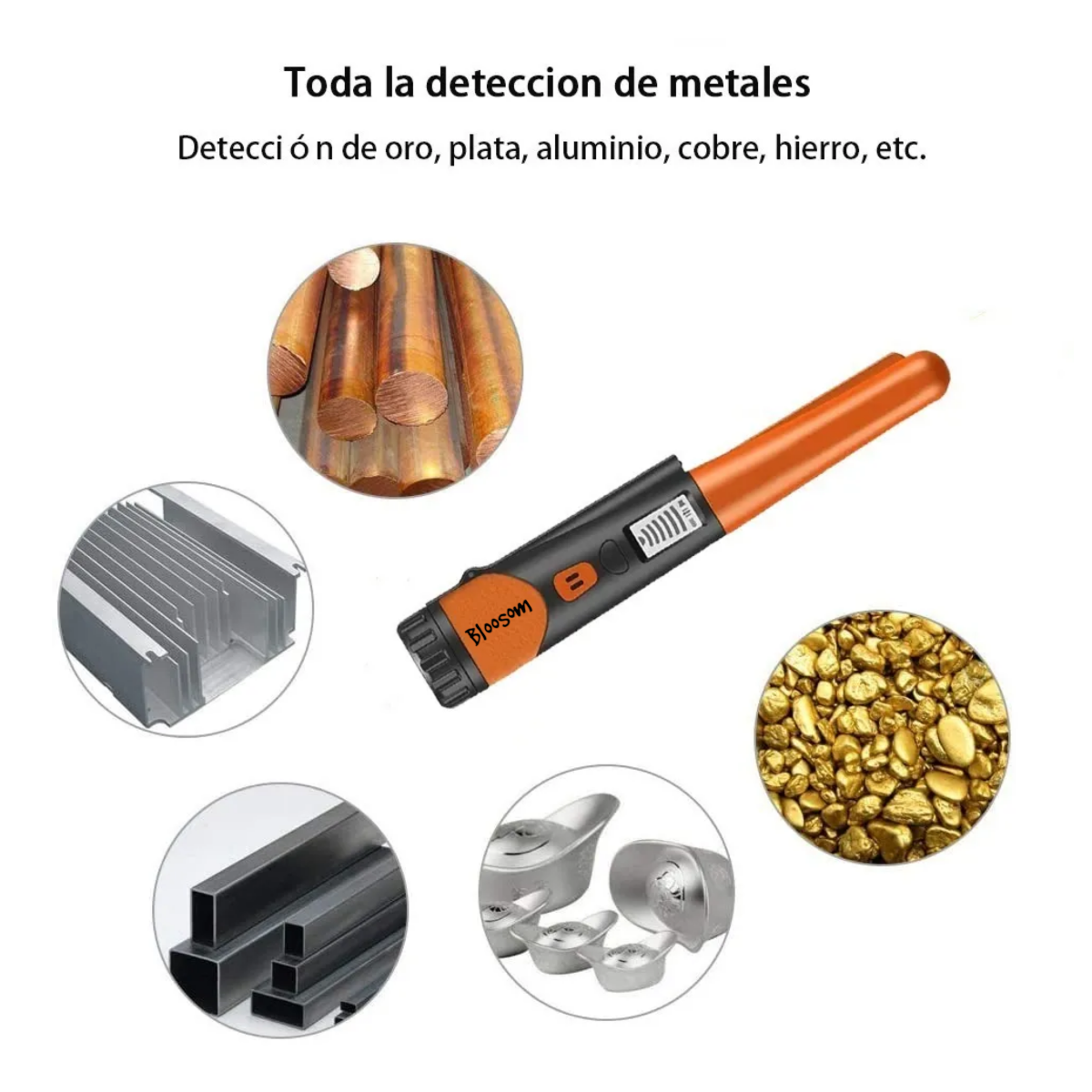 Detector De Metal Portátil Con Pantalla Lcd Buscador Tesoro, Naranja