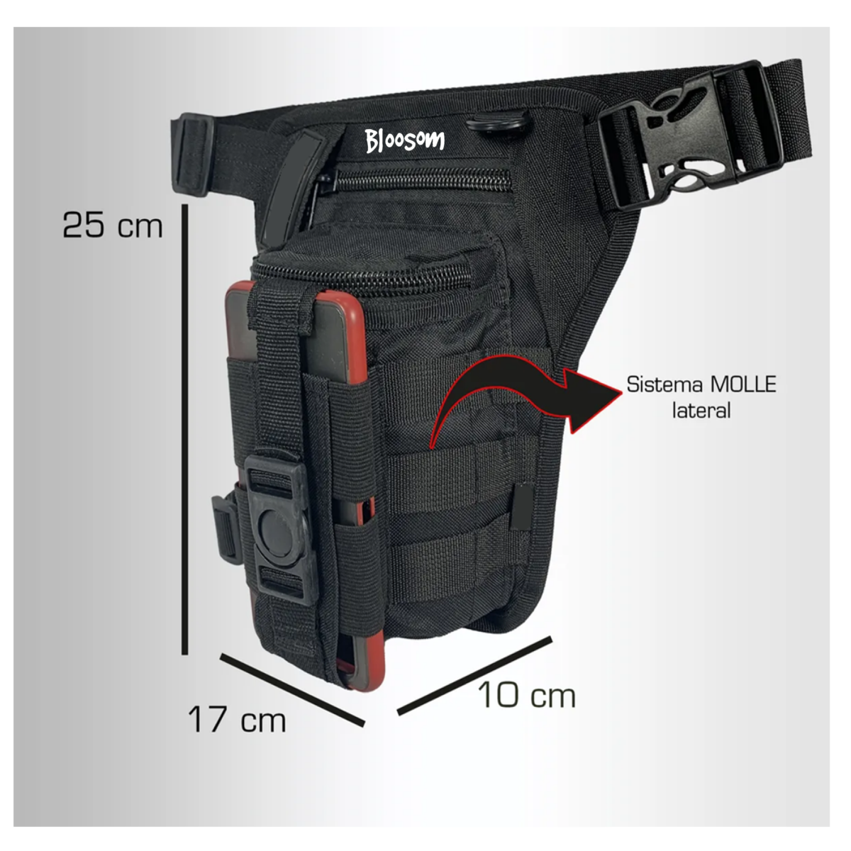 Piernera Táctica Para Celular Multiusos,  Negro