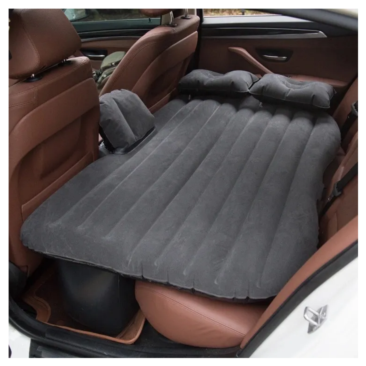 Cama Inflable Colchón De Auto Asiento Trasero + Bomba De Aire, Gris