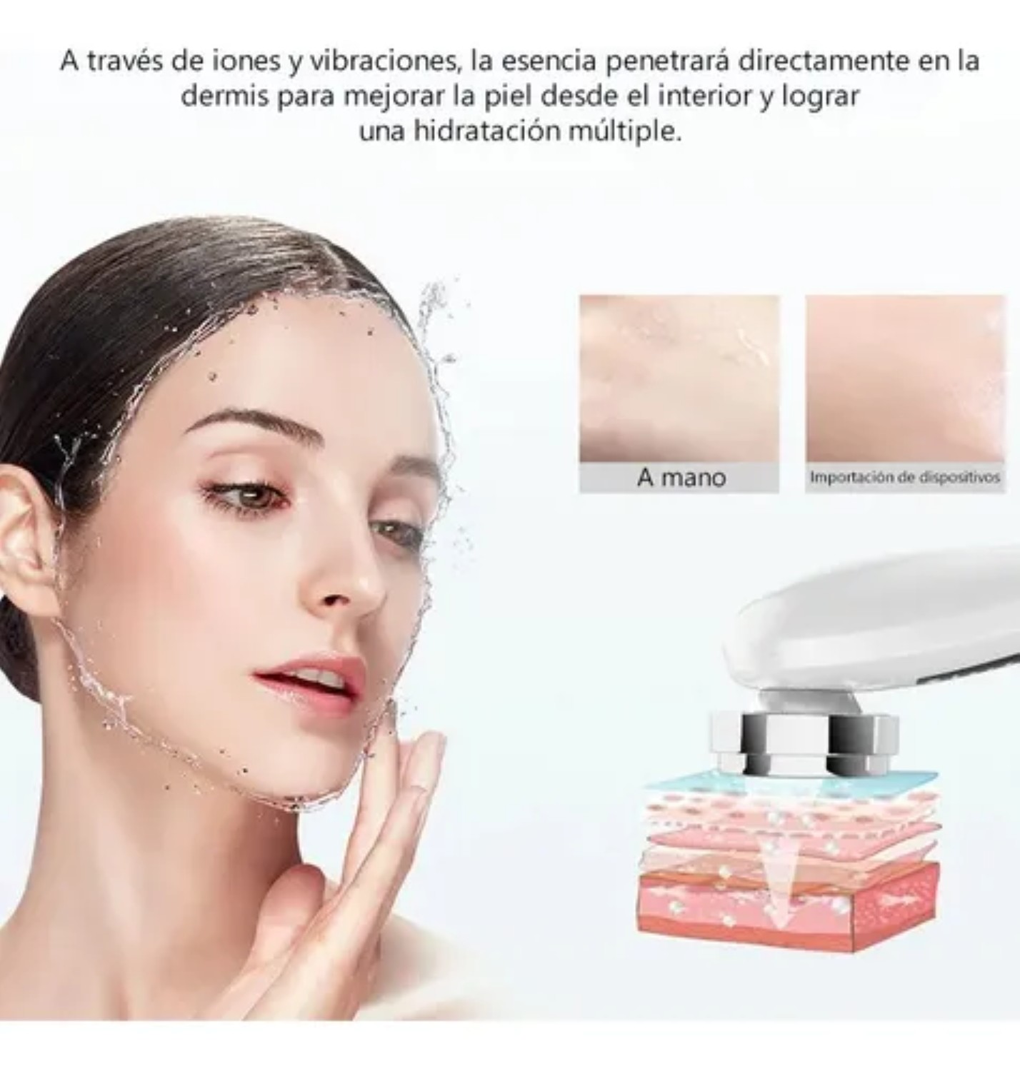 Masajeador Facial Electroporador Ultrasónico Antiarrugas Blanco