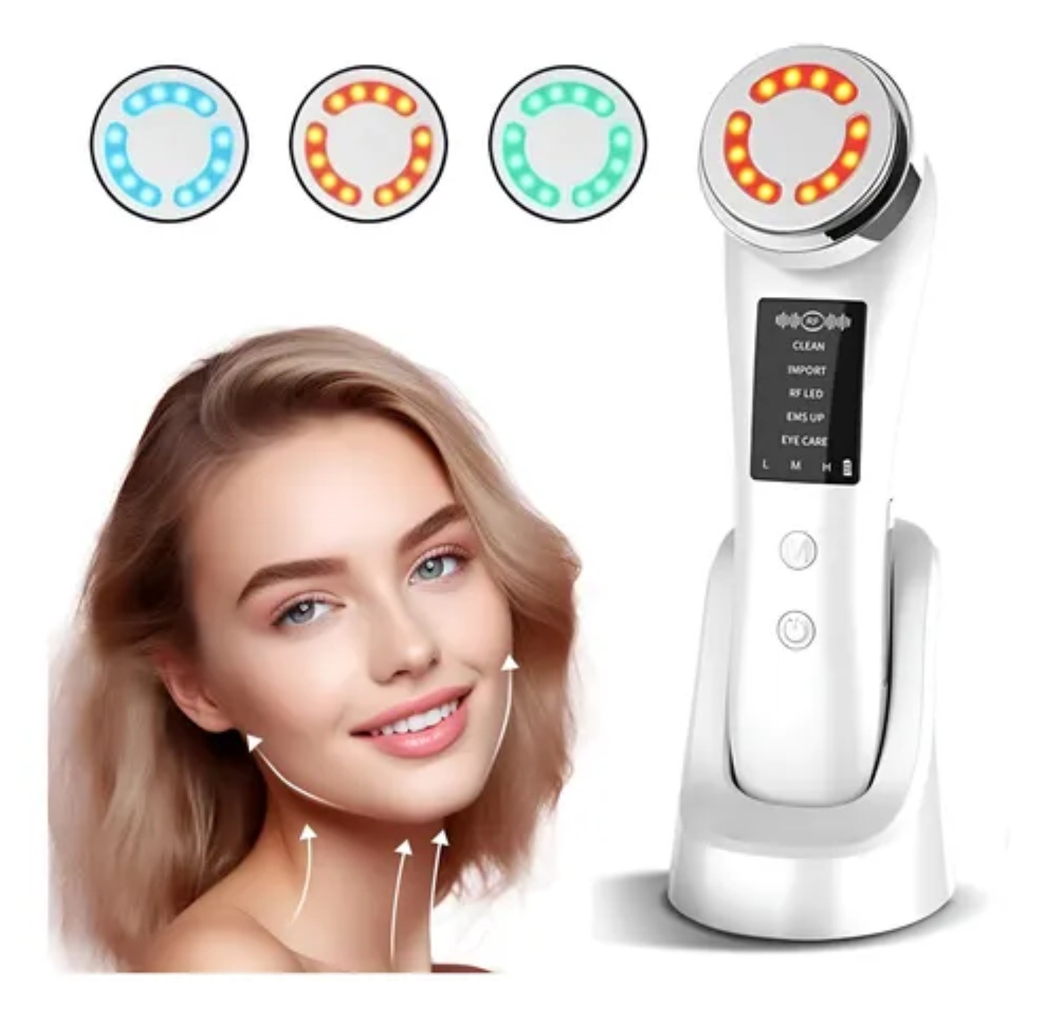 Masajeador Facial Electroporador Ultrasónico Antiarrugas Blanco