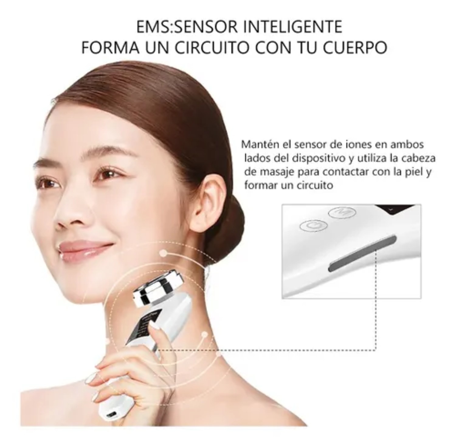 Masajeador Facial Electroporador Ultrasónico Antiarrugas Blanco