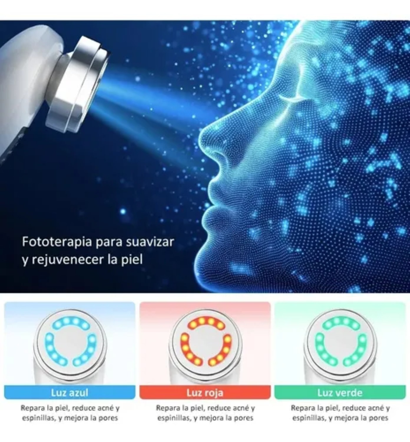 Masajeador Facial Electroporador Ultrasónico Antiarrugas Blanco