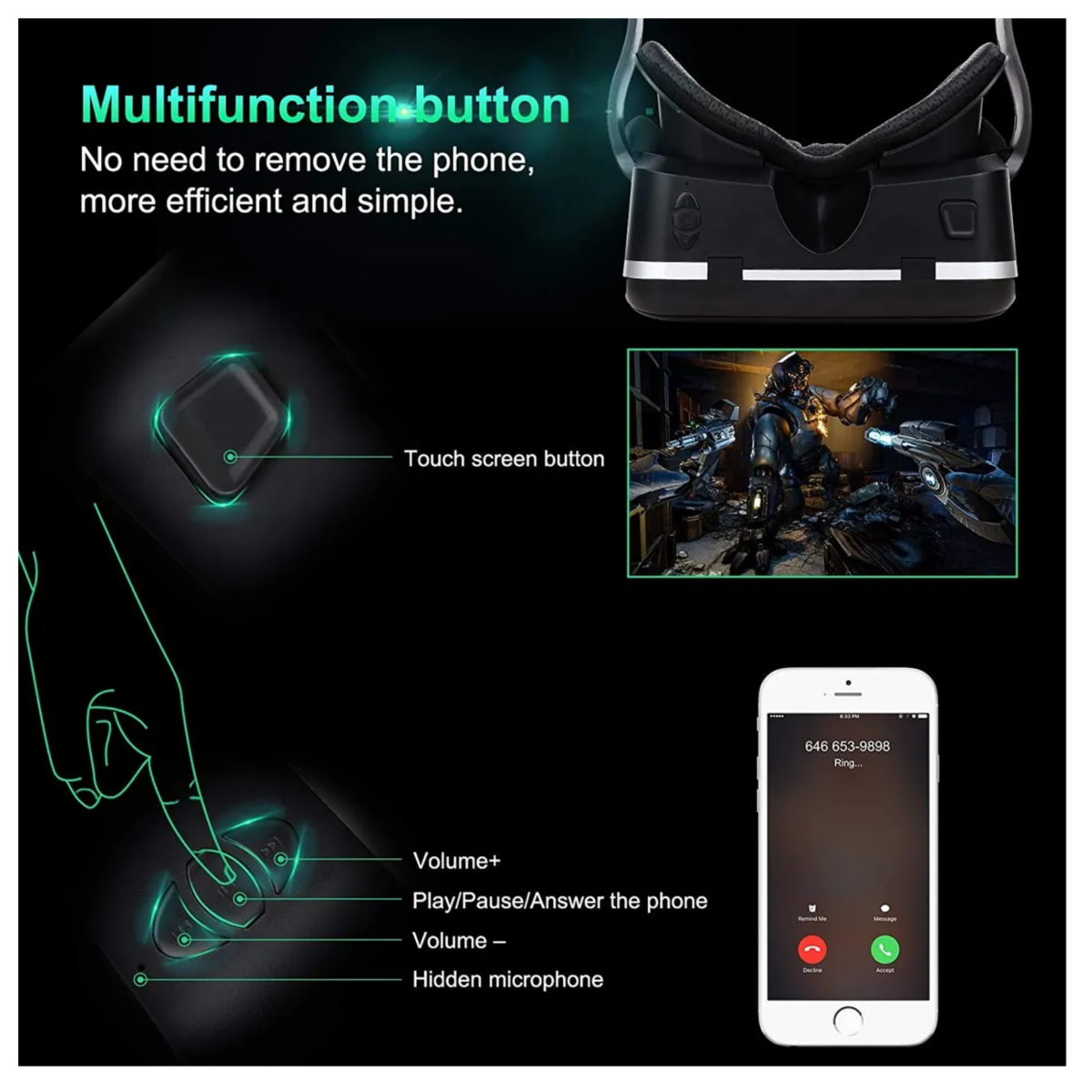 Gafas Con Control Remoto Realidad Virtual 3d, Blanco