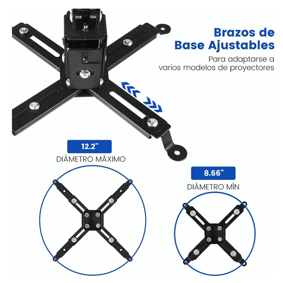 Soporte Proyector Universal Cañón Ajustable 15kg Techo Pared Negro