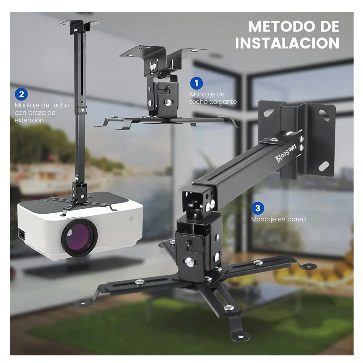 Soporte Proyector Universal Cañón Ajustable 15kg Techo Pared Negro